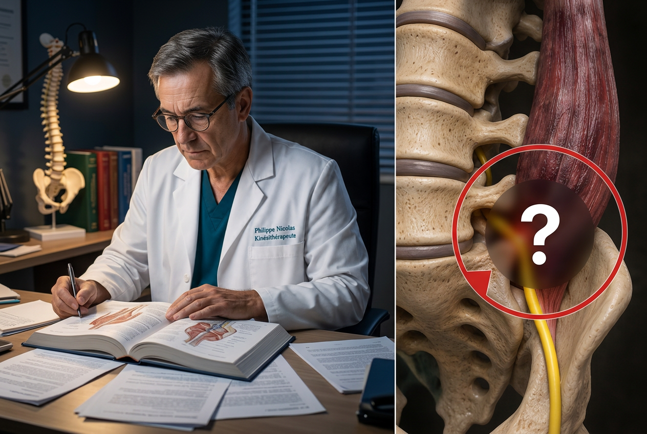 Philippe Nicolas menant ses recherches sur la vraie cause de la sciatique