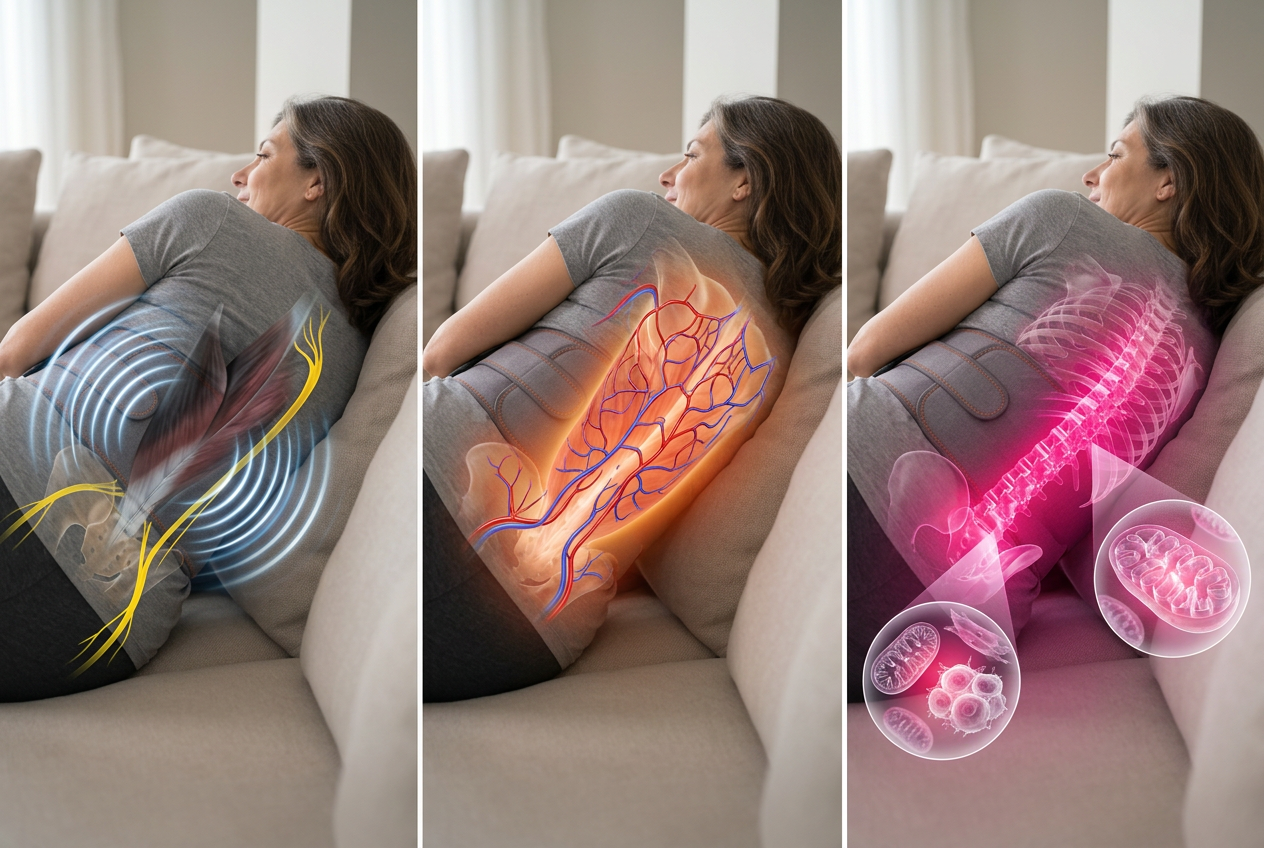 Les trois actions Liberta sur les muscles, la circulation et les tissus profonds